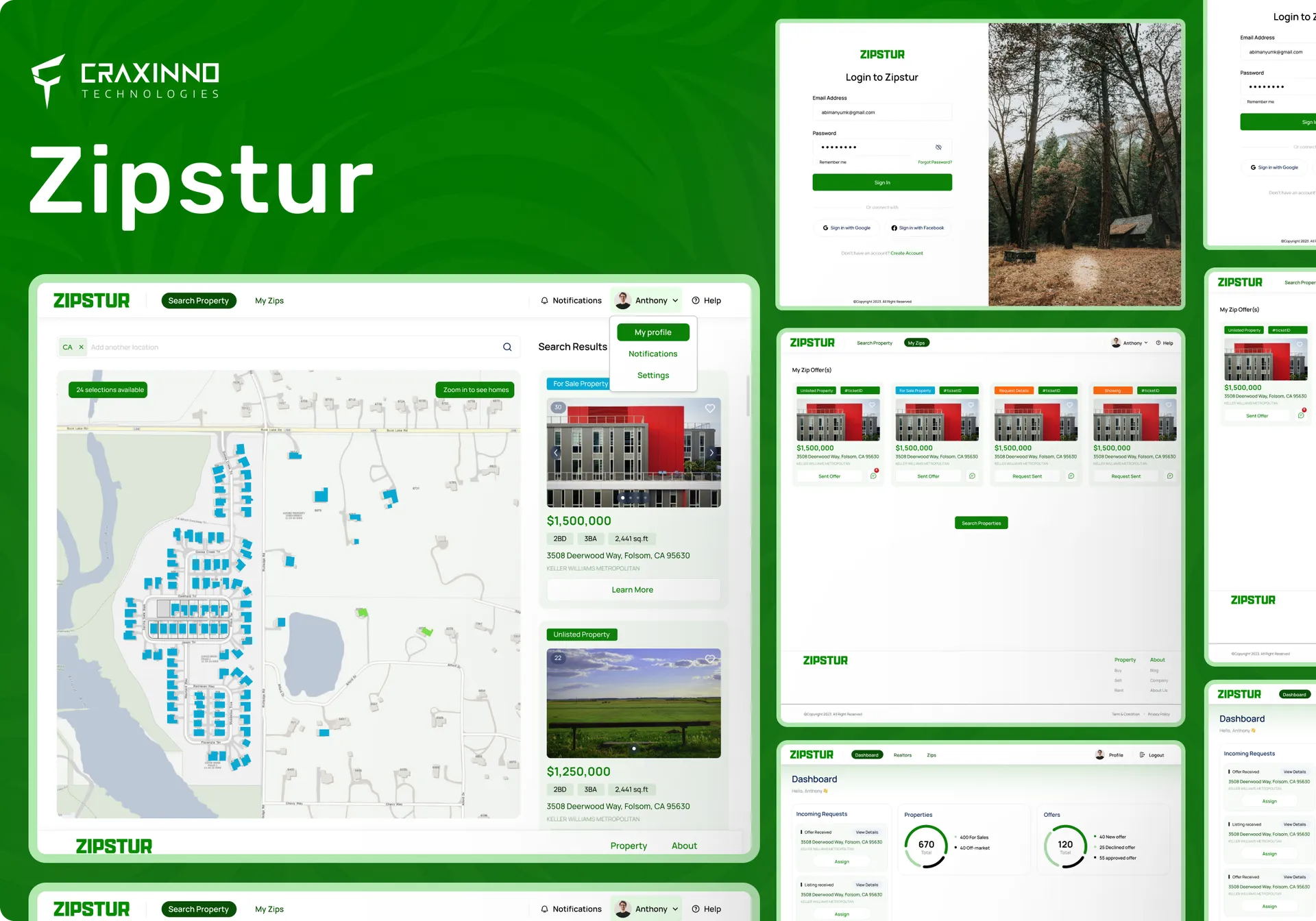 Zipstur — Real Estate Platform UI Design